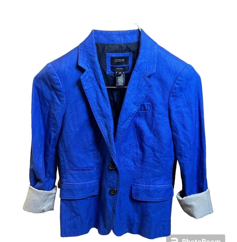 J.Crew Schoolboy Blazer Size 00 Blue Herringbone